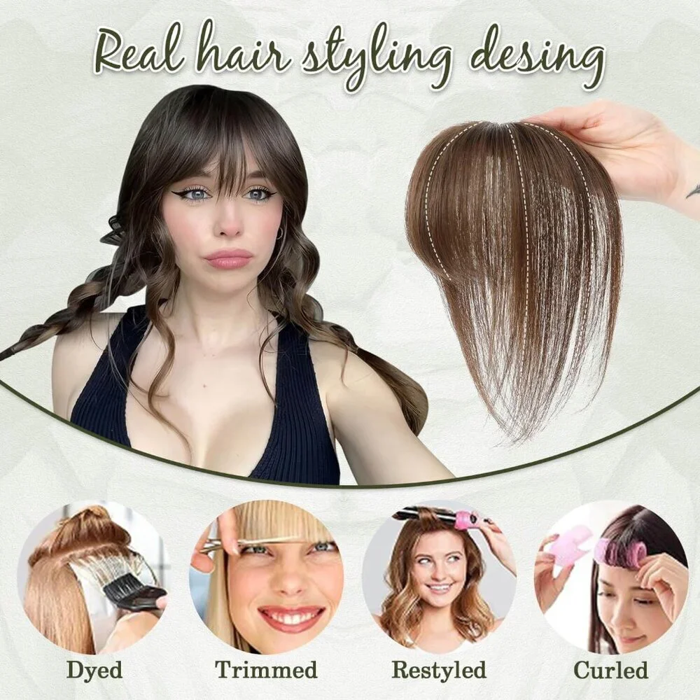 Human Hair Clip in Bangs 360° Coverage Easy to Use Natural Look Daily Use